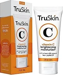 two fluid ounces tube of truSkin vitamin c anti aging and anti wrinkle cream face moisturizer formulated with vitamin b5, vitamin e, Jojoba oil, organic aloe vera and green tea